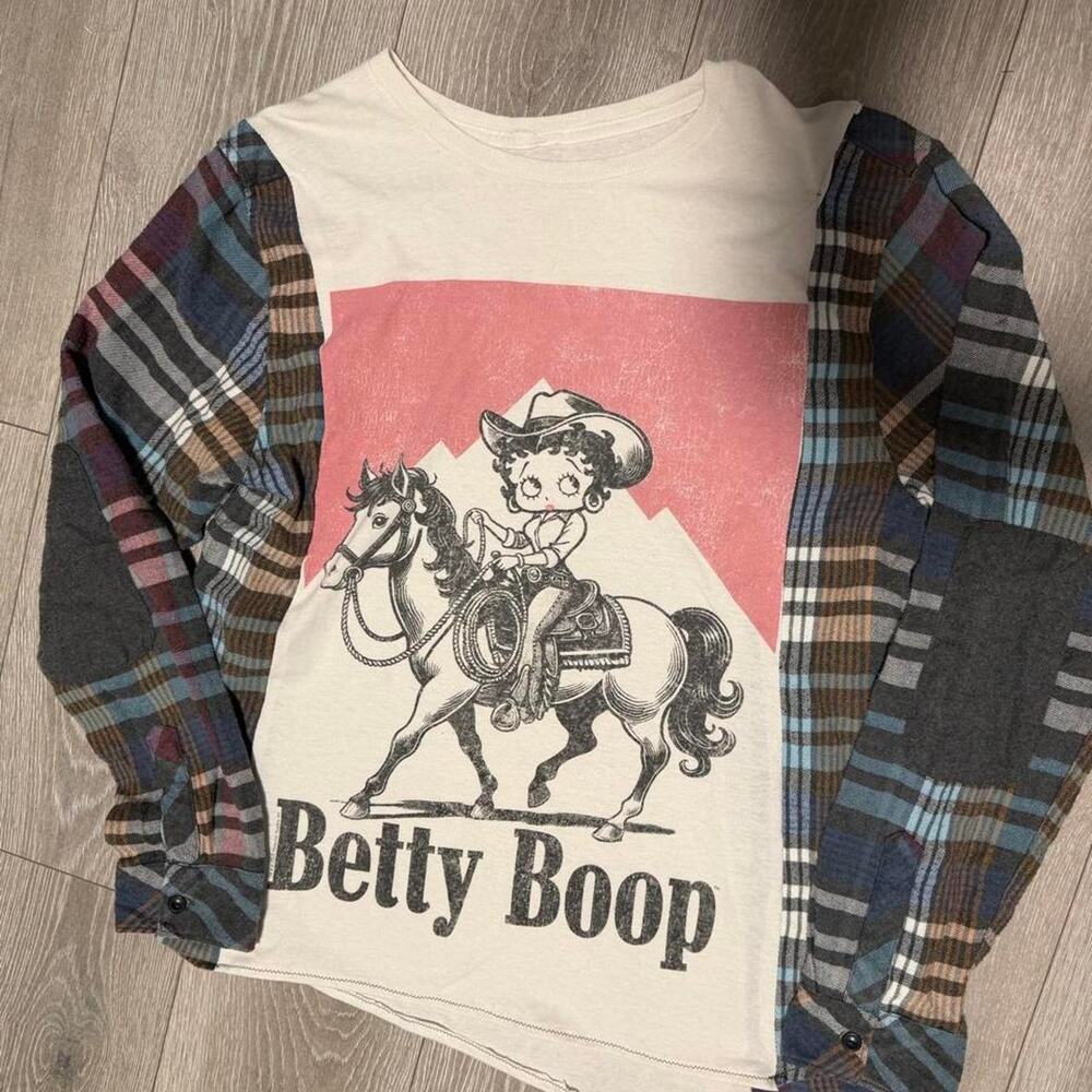 Ooak handmade reworked betty boop flannel